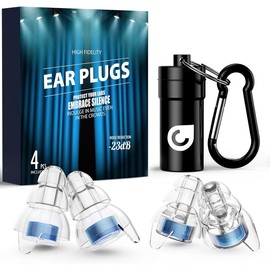 High Fidelity Concert Ear Plugs, Noise Cancelling Silicone Ear Plugs 2 Pairs Great for Concerts Loud Music, Musicians, , Airplanes, Raves, Hearing Protection -23 dB - Color: Blue