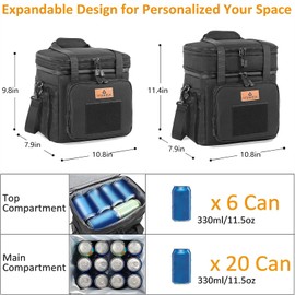 Large Insulated Tactical Lunch Bag for man, Double Layer Insulated Large Cooler Bag for Men Adults Waterproof Leakproof Durable Lunch Bag for Work Outdoor Picnic 15L, Black, HSHRISH
