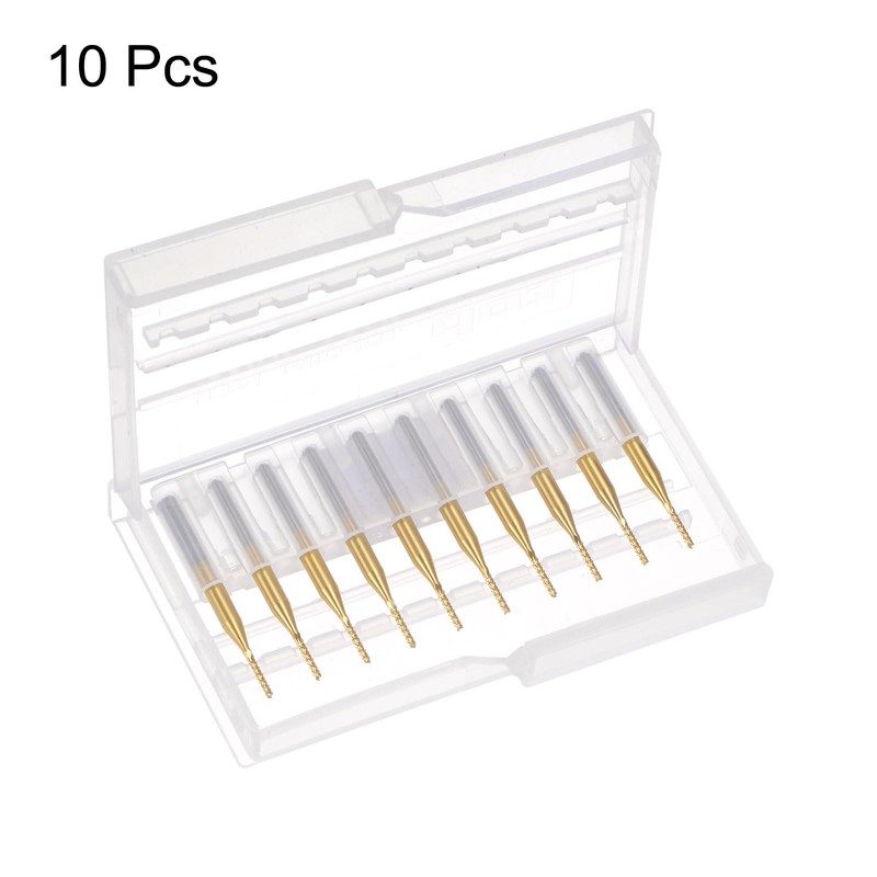 sourcing map 10Pcs 1.2mm Titanium Coat Carbide End Mill Engraving