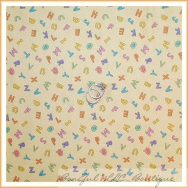 FreeSpirit BonEful Fabric FQ Cotton Quilt Unisex VTG Yellow Baby Nursery Alphabet Letter UK