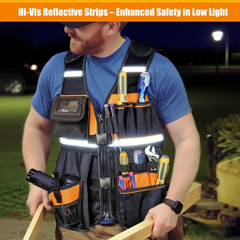 Electrician Tool Vest for Men, Tool Vest Electrician with Molded