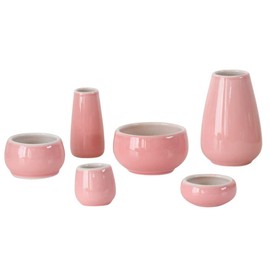 Pottery Buddhist Utensils, Momiji, Set of 6, Perfect for Mini Buddhist Altar, Pink