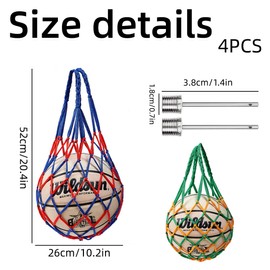 BZKSER Ball Net - 2 Pieces Ball Net Bag Portable Ball Net Sports Ball Net with 2 Ball Needles Ball Carry Net Ball Carry Net, Single Ball Carrier for Football, Volleyball, Basketball