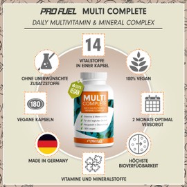 Vegan Vitamins & Minerals 3 x 180 Capsules - Multi Complete Multivitamin & Mineral Complex Vegan: Vitamin A, B2, B12, D3, K2, Folic Acid, Calcium, Magnesium, Zinc, Iron, Selenium, Iodine - 6 Month