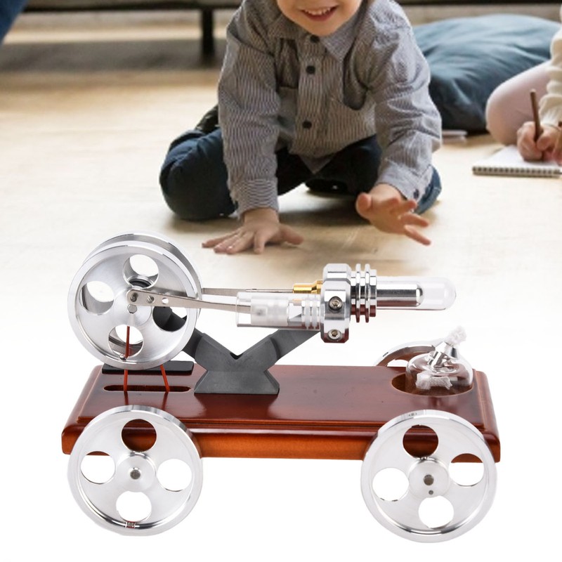 Metal Stirling Engine Model Car Toy Kit Aluminum Alloy Science