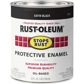 Rust-Oleum 7777502 Protective Enamel Paint Stops Rust, 32oz, Black Satin Finish