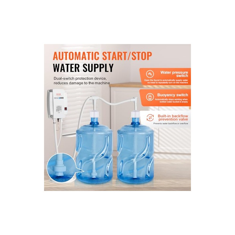 VEVOR Bottled Water Dispenser Pump System, 2x5 Gallon Dispensing System,