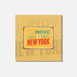 Unbranded Lets Move To New York Vintage 4'' X 4'' Square Wooden Coaster