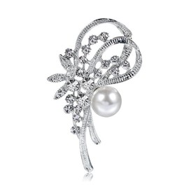 tanxuan Rhinestone Flower Brooches Vintage Pearl Brooch Corsage Crystal Pin Weddings Banquet Brooch Pins Lapel Pin Backpack Badge Hat Bag Decoration Accessories for Men and Women