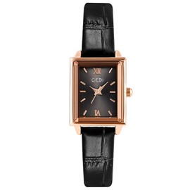 rorios Minimalist Rectangle Women's Watches Analogue Quartz Wrist Watch with Leather Strap Fashion Waterproof Watch for Women, black, Strap.