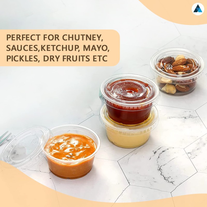 Nationwide Paper 4oz 100pcs Plastic Sauce Pots with Airtight lids