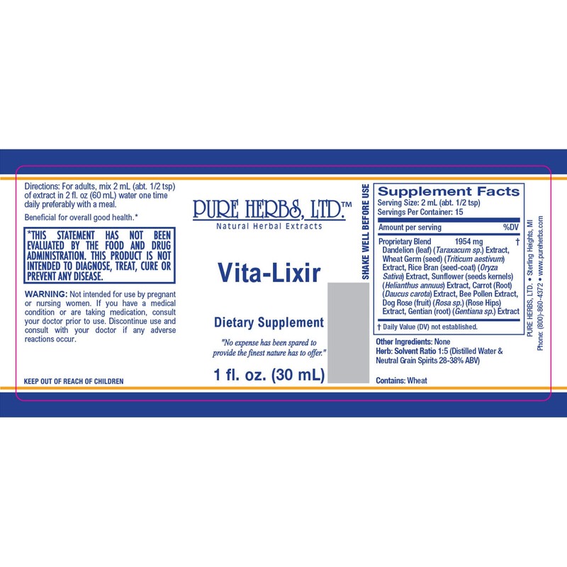 Pure Herbs: Vita-Lixir - 1 oz.