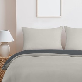 Utopia Bedding Duvet Cover Double - Soft Microfibre Polyester Duvet Cover with Pillow cases - Bedding Quilt Cover Set (Dark Grey/Light Grey)