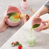 YumiPLUS 2pcs Matcha Bowl with Whisk Holder, Ceramic Pink Matcha