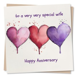 Happy Anniversary Card for Wife - To A Very Very Special Wife - Love Heart Design for Wife from Husband