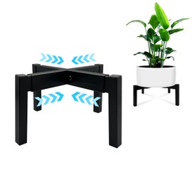 DDPow Heavy Duty Adjustable Metal Plant Stand for 10"-16" Plant Pot – Indoor & Outdoor (Black, 1 Pack)