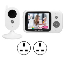 3.2in Wireless Baby Video Monitor 2 Way Talk Temperature Detection Night Vision Lullaby Security Baby Camera 100‑240V UK Plug