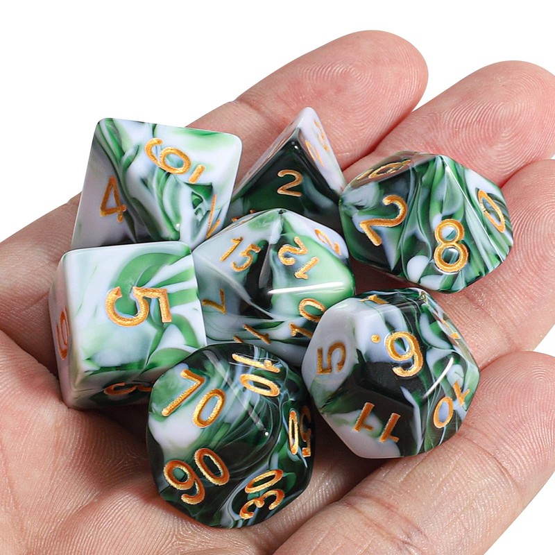 CiaraQ DND Polyhedral Dice Set with a Black Dice Bag