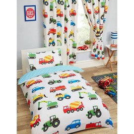 Price Right Home Trucks and Transport Bedroom Range Kids - Duvet Cover Set, Fitted Sheet Set & Curtains Available (Junior Duvet Cover Set)