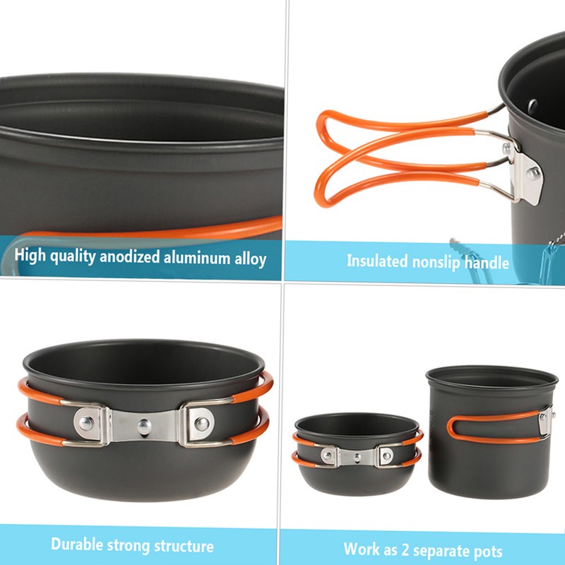 Outdoor Camping Hiking Cookware with Mini Camping Piezoelectric Ignition Stove