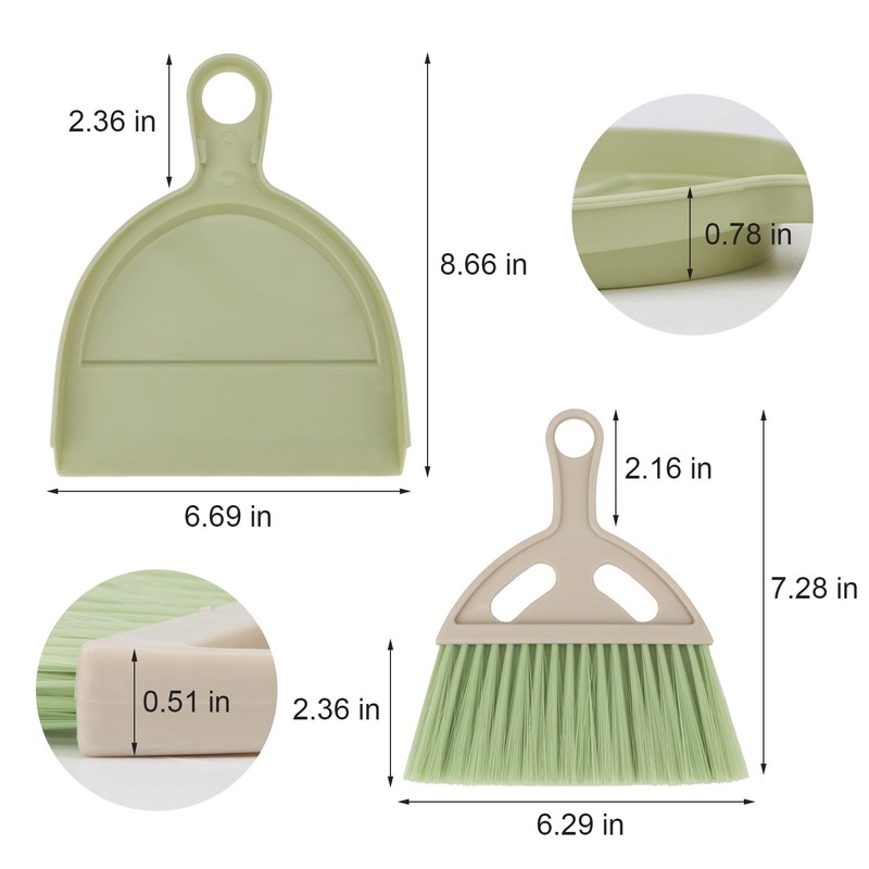 Brosay Mini Dustpan and Brush Set Portable Small Broom with