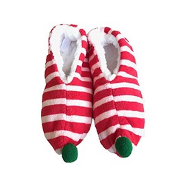 Gertex Hosiery Inc. Men's Holiday Cozy Indoor Slippers - Red and White (Size: S/M)