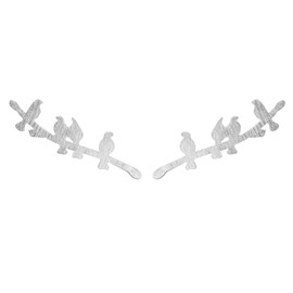 Sterling Silver Matte Birds on A Branch Vine Curved Climber Crawler Earrings