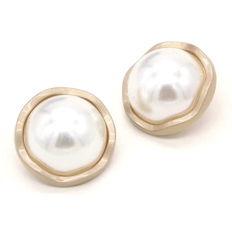 USOSOU 10Pcs 18mm Round Gold Metal Pearl Buttons for Clothing,