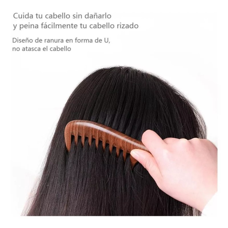 Iwansol Peine Antifrizz De Madera De Sándalo Dorado Antiestático