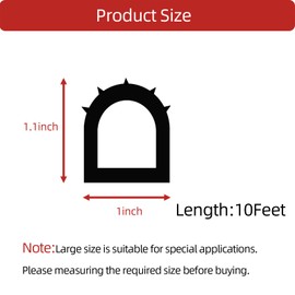 Aroilder EPDM Rubber Seal Strip, Self-Adhesive D Shape Rubber Weather Stripping for RV, Boat, Auto, Truck, Marine, Garage Doors/Window and More, W:1"; H:1.1",10Ft