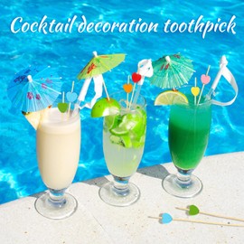 CIYIN 100 x Cocktail Picks, Fruit Skewers, 12 cm Cocktail Sticks with Love Pattern, Wooden Toothpicks for Finger Food, Barbecue, Fruit, Antipasti, Cocktail Decoration