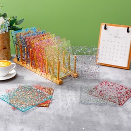 Suzile 30 Pcs Glitter Acrylic Sheets 1/8 Inch Thick Colorful Acrylic Sheets for Laser Cutting and Engraving 6" x 6" Confetti Cast Sparkly Decoration for Laser Engraving DIY Crafts Decorations