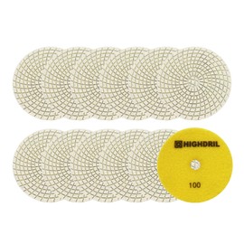 Wet Diamond Polishing Pads - HIGHDRIL 12pcs 5 inch #100,for Granite Marble Ceramic Artificial Stone Sanding Used on Grinder or Polisher