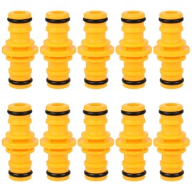 flintronic 10PCS Double Male Hose Connectors, 1/2" double male Hose-End Connector, Plastic hose end Connector Extender, for Join Garden Hoses Pipe Tube and garden Irrigation System (Yellow)