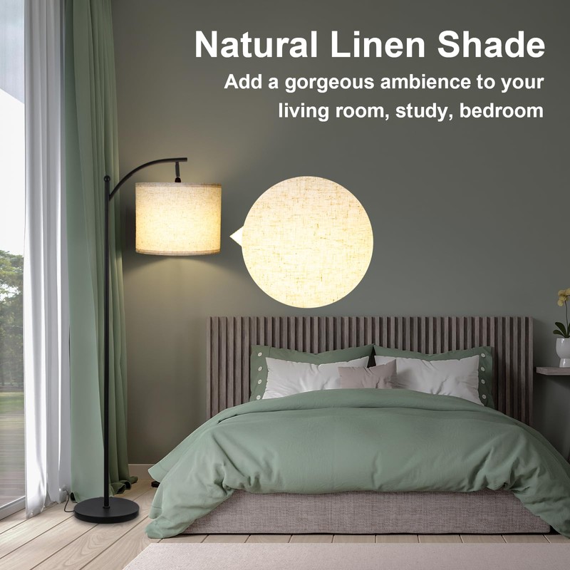 LALISU Modern Floor Lamp, 3-Ways Dimmable Standing Lamp with Linen