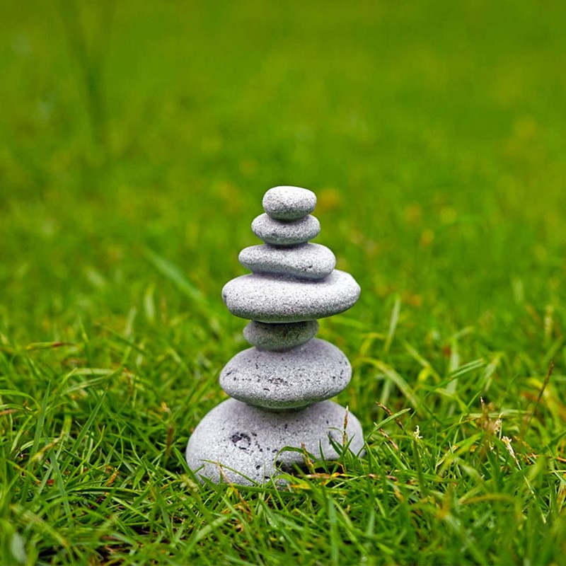 OwMell Balanced Stones Cairn Statue Garden Decor, Stacked Zen Rock