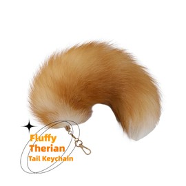 Fluffy Fur Wolf Tail Keychain Black Red Purple Fox Tail Key Chain Cosplay Toy Costume Keyring for Women (Orange)