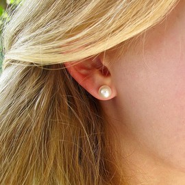 College Graduation Gifts for Her, 8mm Genuine Pearl Earrings with Sterling Silver Post, Inspirational High School 2024 Graduation Gifts for Best Friend, Sister, Daughter