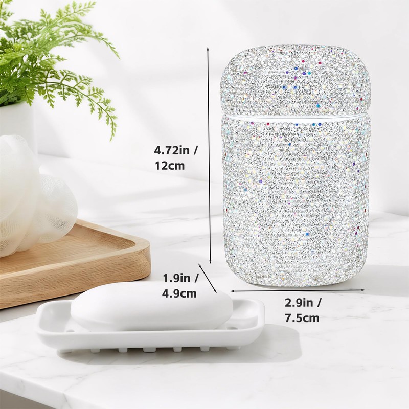 SlowVibes Bling Leakproof Travel Soap Dish with Lid