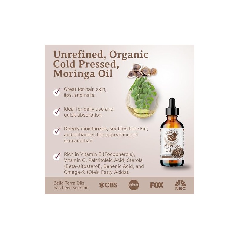 Bella Terra Oils- - Aceite de Semilla de Moringa Orgánico