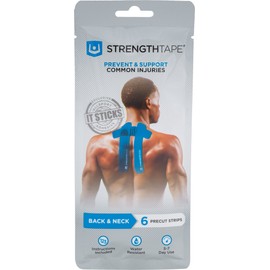 StrengthTape Kinesiology Tape, K Tape Taping Kit, Premium Sports Tape Provides Support and Stability to The Target Area, Back & Neck, Blue, StrengthTape Kinesiology Taping Kit