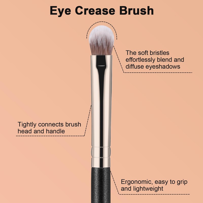 TEOYALL Eye Crease Brush, Soft Dense Synthetic Bristles Eyeshadow Brush