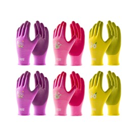 PACIFIC 6 Pairs Gardening Gloves for women, Rubber Coated Garden Gloves, Ladies Yard Work Gloves, Breathable, Purple & Yellow & Red, Medium