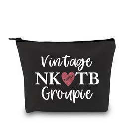Boy Group Gift Music Band Fan Gift Vintage NK TB Groupie Zipper Pouch Celebrity Gift Makeup Bag for Music Lovers (NK TB Groupie Black)