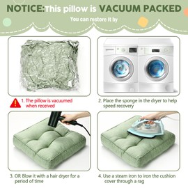 Fumete 8 Pcs 16 Inch Square Floor Pillows for Kids Toddlers Flexible Floor Pillow Seating Cushion Thick Meditation Chair Cushions for Classroom Nursery Daycare Preschool Yoga (Green)