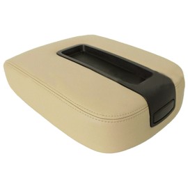 NLQR Leather Console Lid Armrest Cover Tan Compatible with Chevy Silverado Avalanche GMC 2007-2013