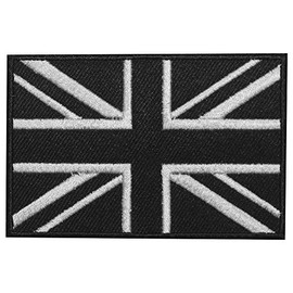 British United Kingdom Flag Black Union Jack Flag Patch Embroidered Applique UK Great Britain Iron On Sew On Emblem