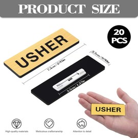 20 Pcs Usher Badges Usher Pins for Church Acrylic Usher Name Tags with Pins Round Corner Usher Badges