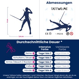 Tattwo.me Temporary Tattoos for Adults and Kids 2 Weeks Waterproof - Ninja - Vegetable Ink - EU Cosmetic Certificate - (P0318)