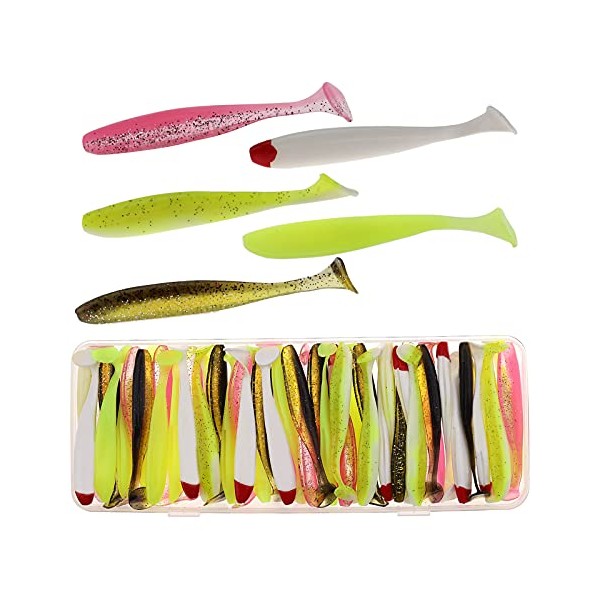 Funzhan 50Pcs Fishing Soft Lures for Bass Artificial Plastic Baits